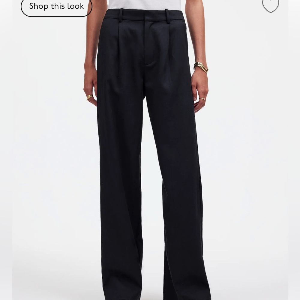 Madewell Black Wide-Leg Trousers with High-Waist